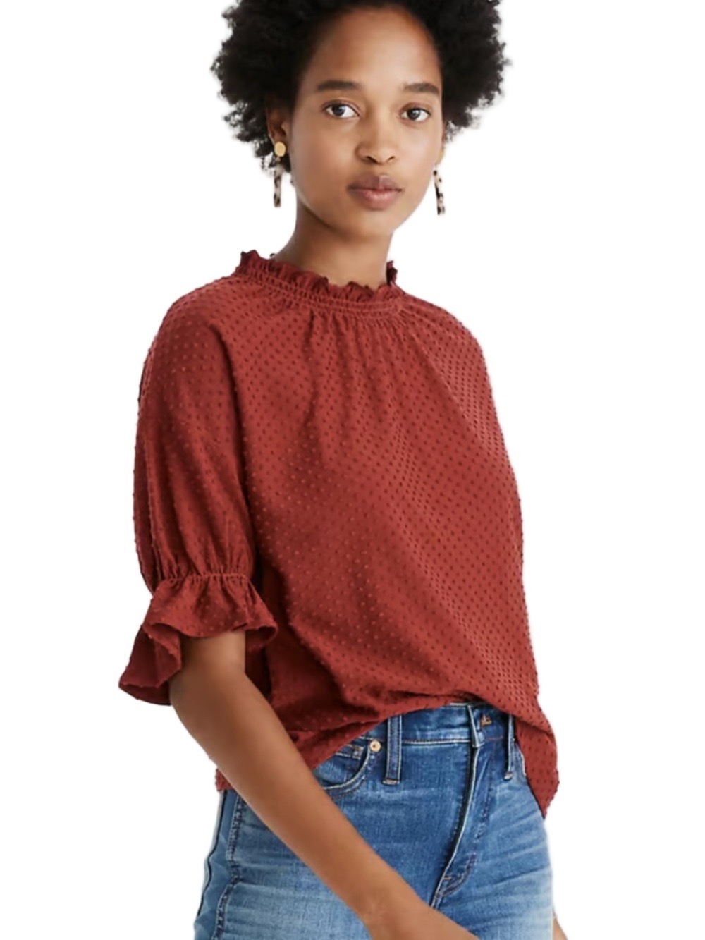 ☀️ MADEWELL Textured Smocked Sleeve Blouse - Picture 1 of 12